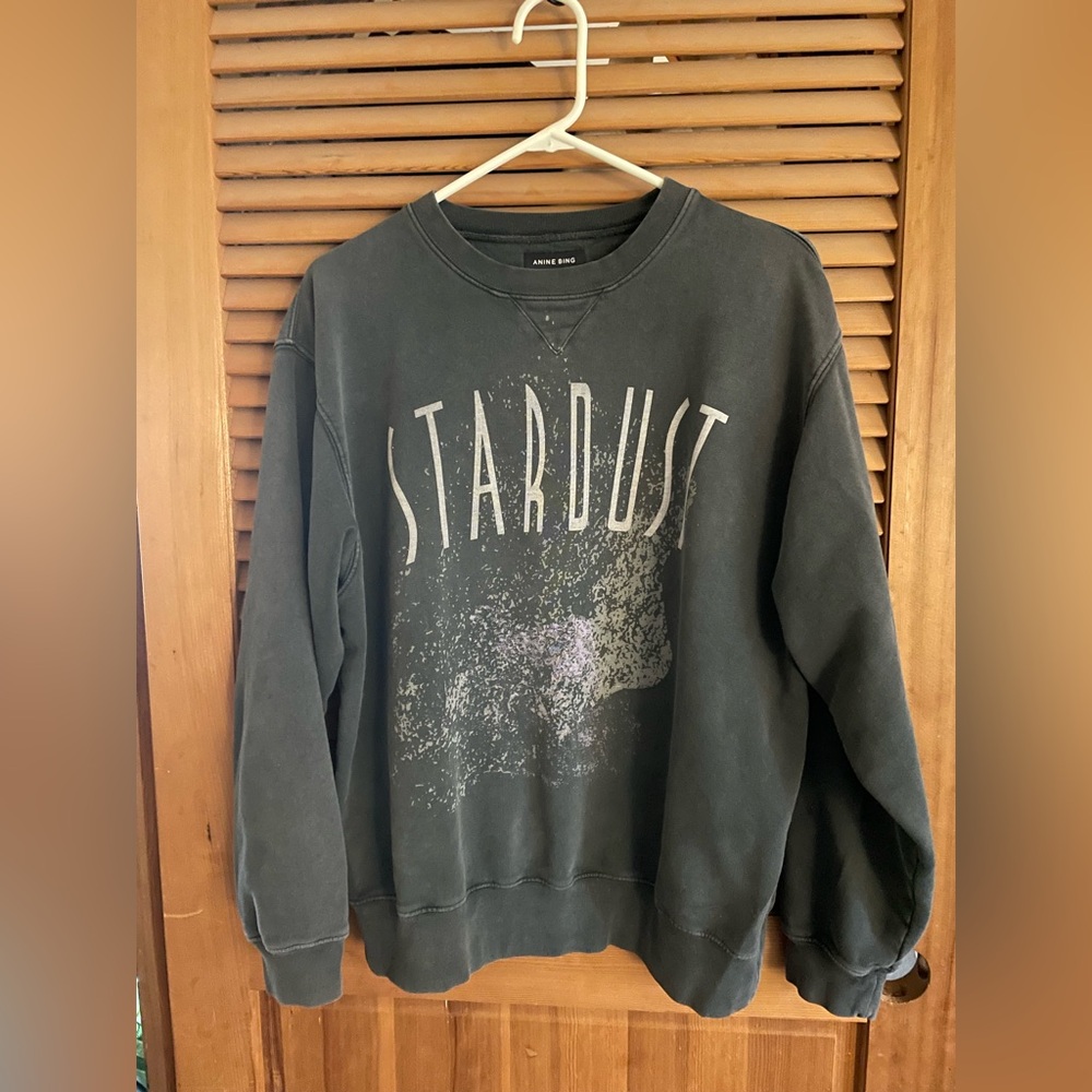 Anine Bing Stardust Scoop Neck Sweatshirt in Charcoal Gray